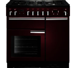 RANGEMASTER  Professional 90 Dual Fuel Range Cooker - Cranberry & Chrome